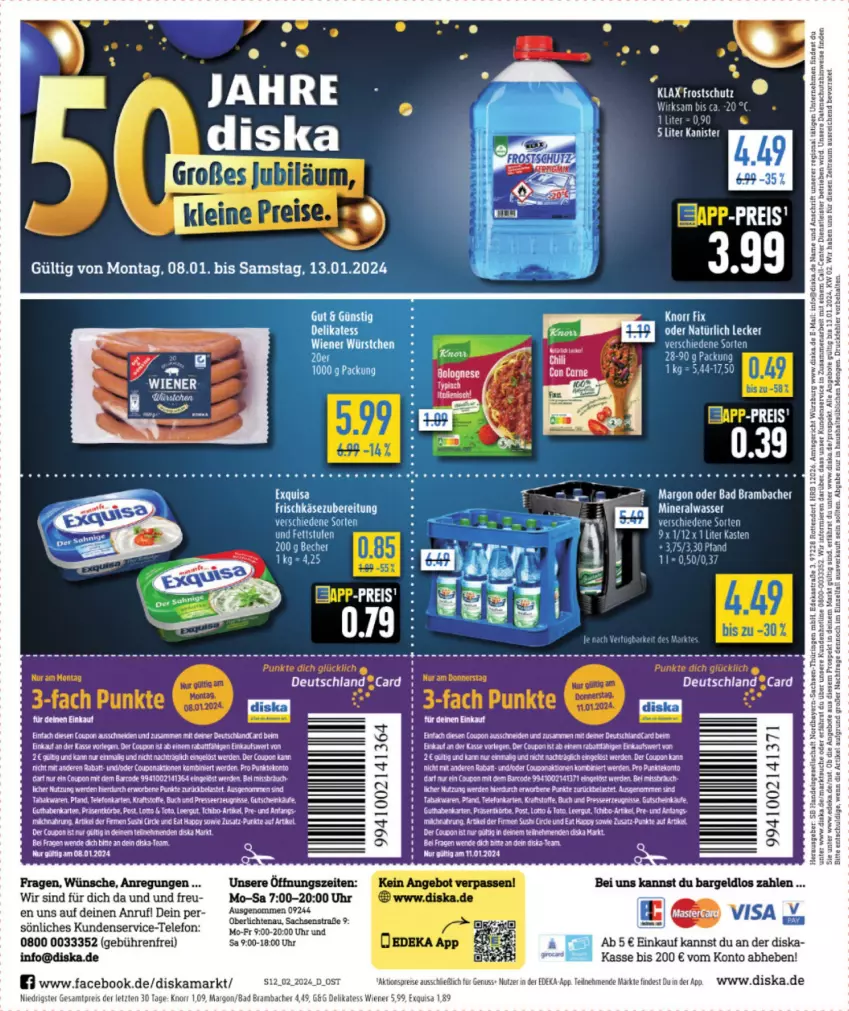 Aktueller Prospekt Diska - Prospekte - von 02.01 bis 06.01.2024 - strona 12 - produkty: Alwa, angebot, angebote, Astra, Bad, coupon, deka, eis, ente, erde, exquisa, frischkäse, frischkäsezubereitung, guthabenkarte, Käse, knorr, mineralwasser, nuss, pril, reis, ring, sac, Tchibo, tee, telefon, Ti, uhr, wasser, wiener, ZTE