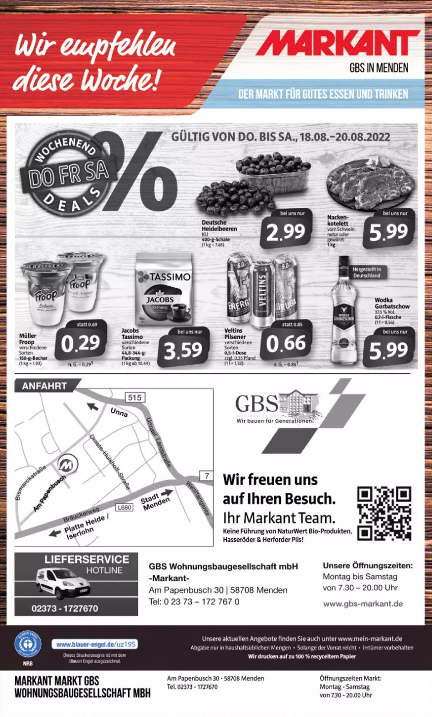 Aktueller Prospekt Markant - Prospekte - von 15.08 bis 20.08.2022 - strona 12 - produkty: angebot, angebote, Bau, Bebe, bio, brot, elle, erde, hasseröder, lieferservice, natur, pils, rwe, tee, Ti, uhr