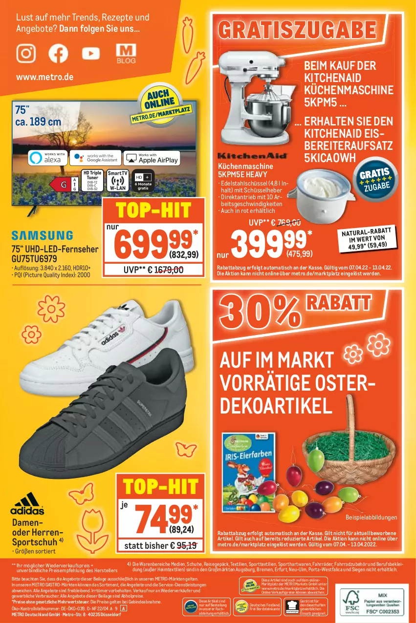 Aktueller Prospekt Metro - NonFood - von 10.03 bis 27.05.2022 - strona 20 - produkty: abholpreise, Abtei, angebot, angebote, auer, auto, beispielabbildung, edelstahl, eis, elle, erde, Fahrrad, fernseher, heimtextilien, ilag, KitchenAid, kleid, Kleidung, küche, Küchen, küchenmaschine, LG, Metro, metro gastro, natur, natura, Rauch, reis, rezept, rezepte, rwe, schuhe, schüssel, Sport, teller, Ti, tisch, top-hit, uhd