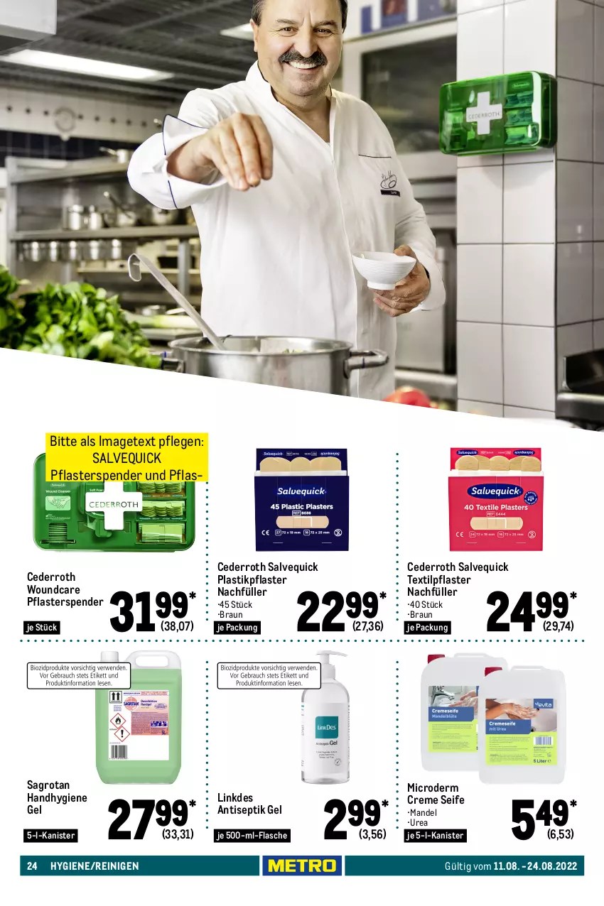 Aktueller Prospekt Metro - Gastro Spezial - von 11.08 bis 24.08.2022 - strona 24 - produkty: asti, auto, braun, creme, Desinfektion, edelstahl, eis, elle, flasche, HP, je 500-ml-flasche, mandel, papier, pflaster, reis, Ria, rum, sagrotan, Seife, Spektrum, sprühflasche, teller, Ti, Trockensauger, Trockner, trommel, Tüte, wärmepumpentrockner, waschmaschine