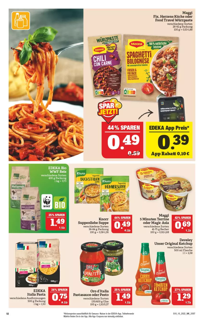 Aktueller Prospekt Marktkauf - Prospekt - von 06.03 bis 12.03.2022 - strona 18 - produkty: aktionspreis, Becher, coupon, coupons, deka, develey, eis, flasche, gin, ketchup, knorr, küche, maggi, maggi fix, nuss, pasta, pesto, reis, sauce, suppe, suppen, suppenliebe, terrine, Ti