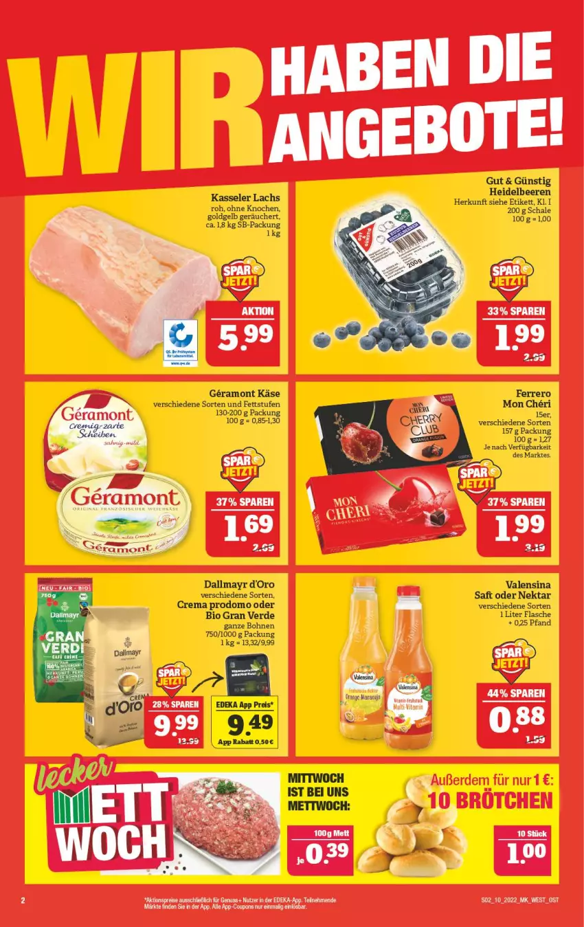 Aktueller Prospekt Marktkauf - Prospekt - von 06.03 bis 12.03.2022 - strona 2 - produkty: beere, beeren, bio, bohne, bohnen, dallmayr, deka, erde, ferrero, flasche, heidelbeere, heidelbeeren, Käse, Mett, Nektar, nuss, prodomo, saft, Schal, Ti, valensina