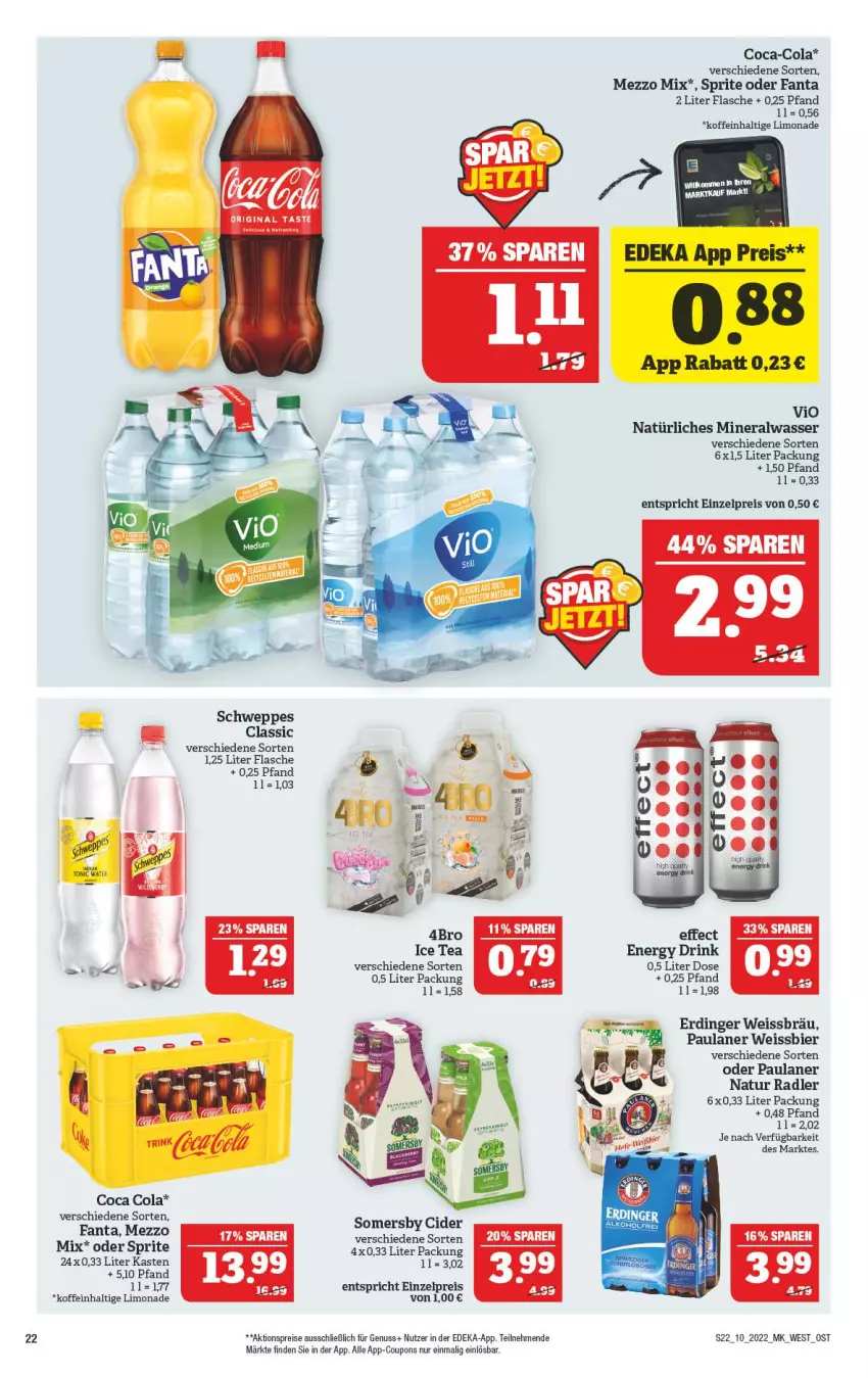 Aktueller Prospekt Marktkauf - Prospekt - von 06.03 bis 12.03.2022 - strona 22 - produkty: aktionspreis, Alwa, bier, cider, coca-cola, cola, coupon, coupons, deka, drink, Effect, eis, energy drink, erdinger, fanta, flasche, gin, ice tea, limo, limonade, Mezzo Mix, mineralwasser, natur, natur radler, natürliches mineralwasser, nuss, Paula, paulaner, radler, reis, schweppes, somersby, sprite, Ti, tonic, wasser, weissbier