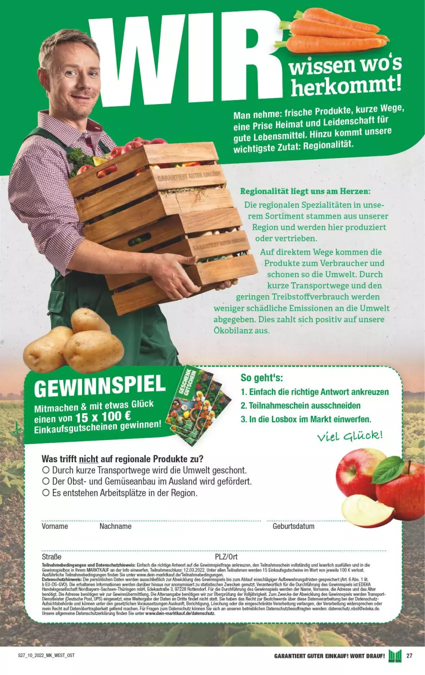 Aktueller Prospekt Marktkauf - Prospekt - von 06.03 bis 12.03.2022 - strona 27 - produkty: Astra, Bau, deka, eis, erde, gewinnspiel, gutschein, gutscheine, lebensmittel, LG, mac, obst, Rauch, ring, sac, Spezi, Sport, Ti, tisch, und gemüse, weck, WICK