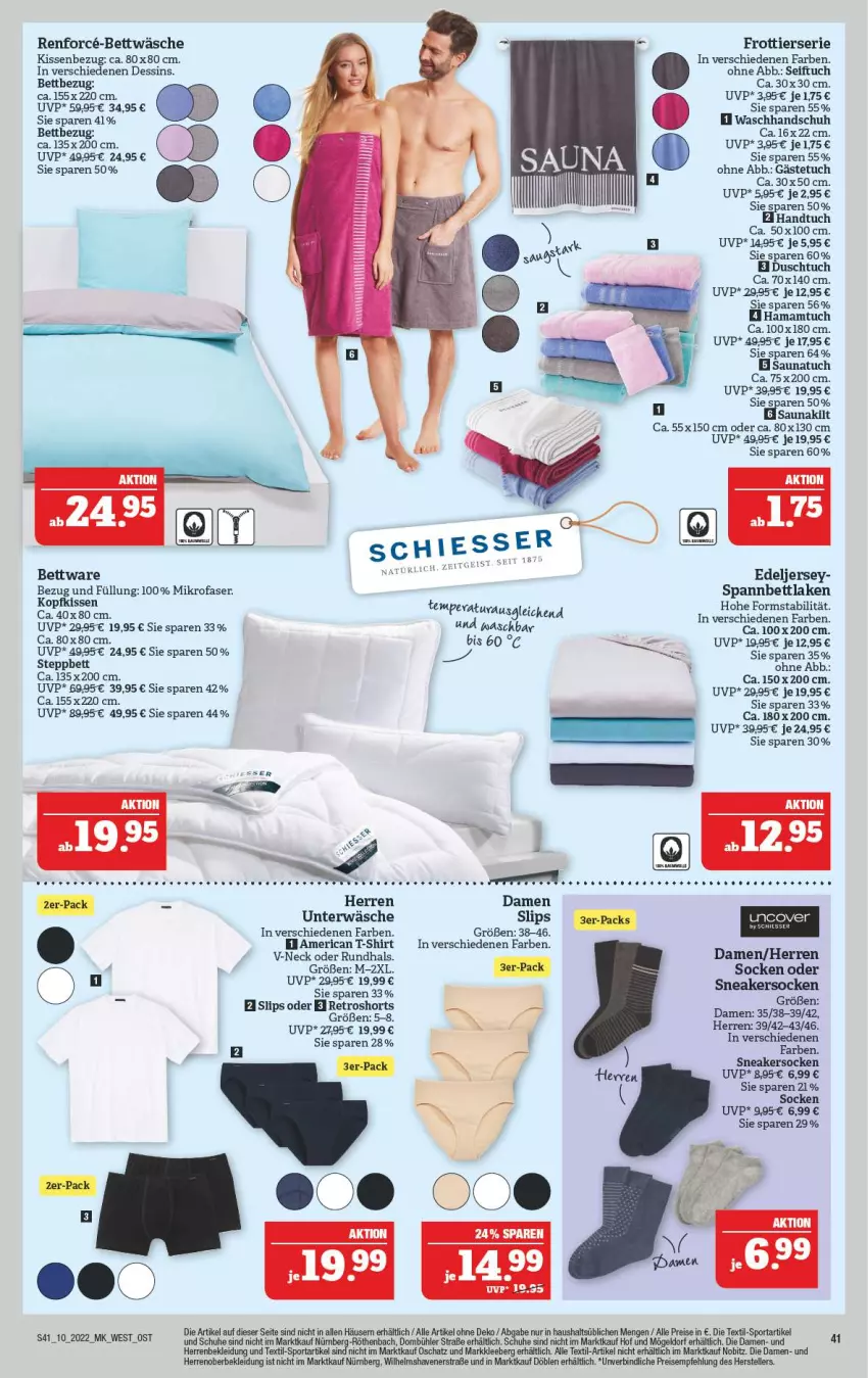 Aktueller Prospekt Marktkauf - Prospekt - von 06.03 bis 12.03.2022 - strona 41 - produkty: bett, bettwäsche, duschtuch, eis, elle, gästetuch, hama, Hamamtuch, handtuch, kissen, Kissenbezug, kleid, Kleidung, mam, mikrofaser, reis, Saunakilt, Saunatuch, schuhe, shirt, slip, slips, sneaker, sneakersocken, socken, spannbettlaken, Sport, steppbett, T-Shirt, teller, Ti, tuc, Unterwäsche, waschhandschuh, Yo