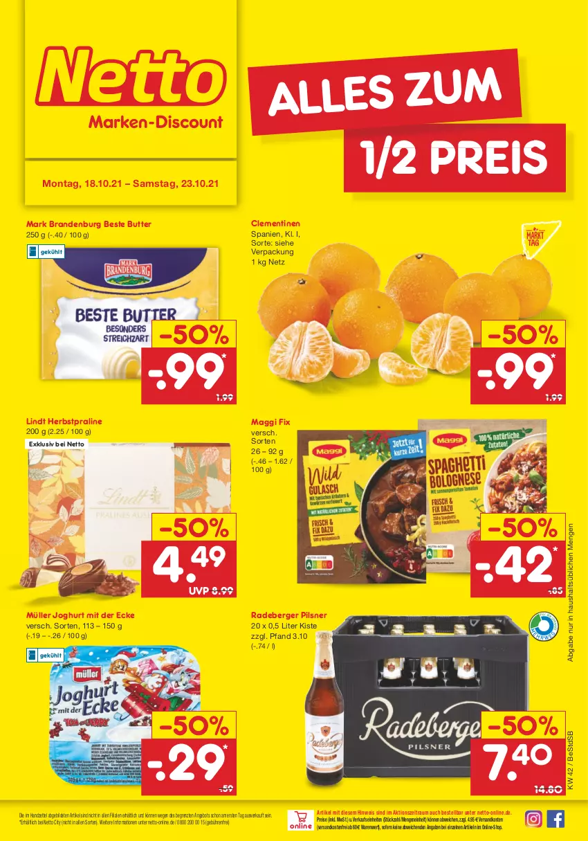 Aktueller Prospekt Netto Marken-Discount - Filial Angebote - von 18.10 bis 23.10.2021 - strona 1