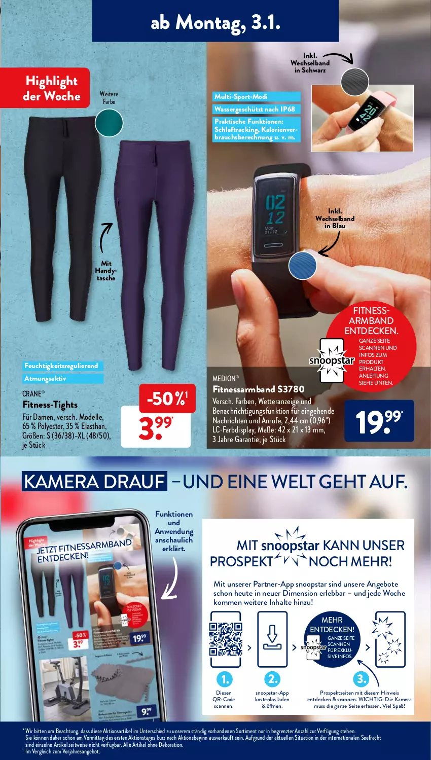 Aktueller Prospekt AldiSud - ALDI Aktuell - von 03.01 bis 08.01.2022 - strona 13 - produkty: alle artikel ohne dekoration, angebot, angebote, Armband, decke, dekoration, dell, eis, elle, gin, Handy, Handytasche, Heu, kamera, medion, Mode, Rauch, reis, resa, Sport, Tasche, Ti, tisch, wasser, ZTE