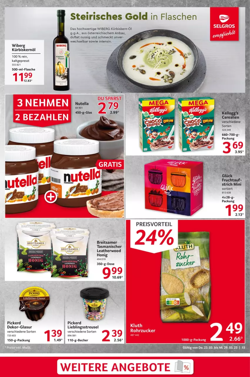 Aktueller Prospekt Selgros - Food - von 23.03 bis 29.03.2023 - strona 15 - produkty: alpro, Bau, Becher, Brei, cerealien, flasche, gin, honig, Kürbis, Kürbiskernöl, nuss, nutella, Ti