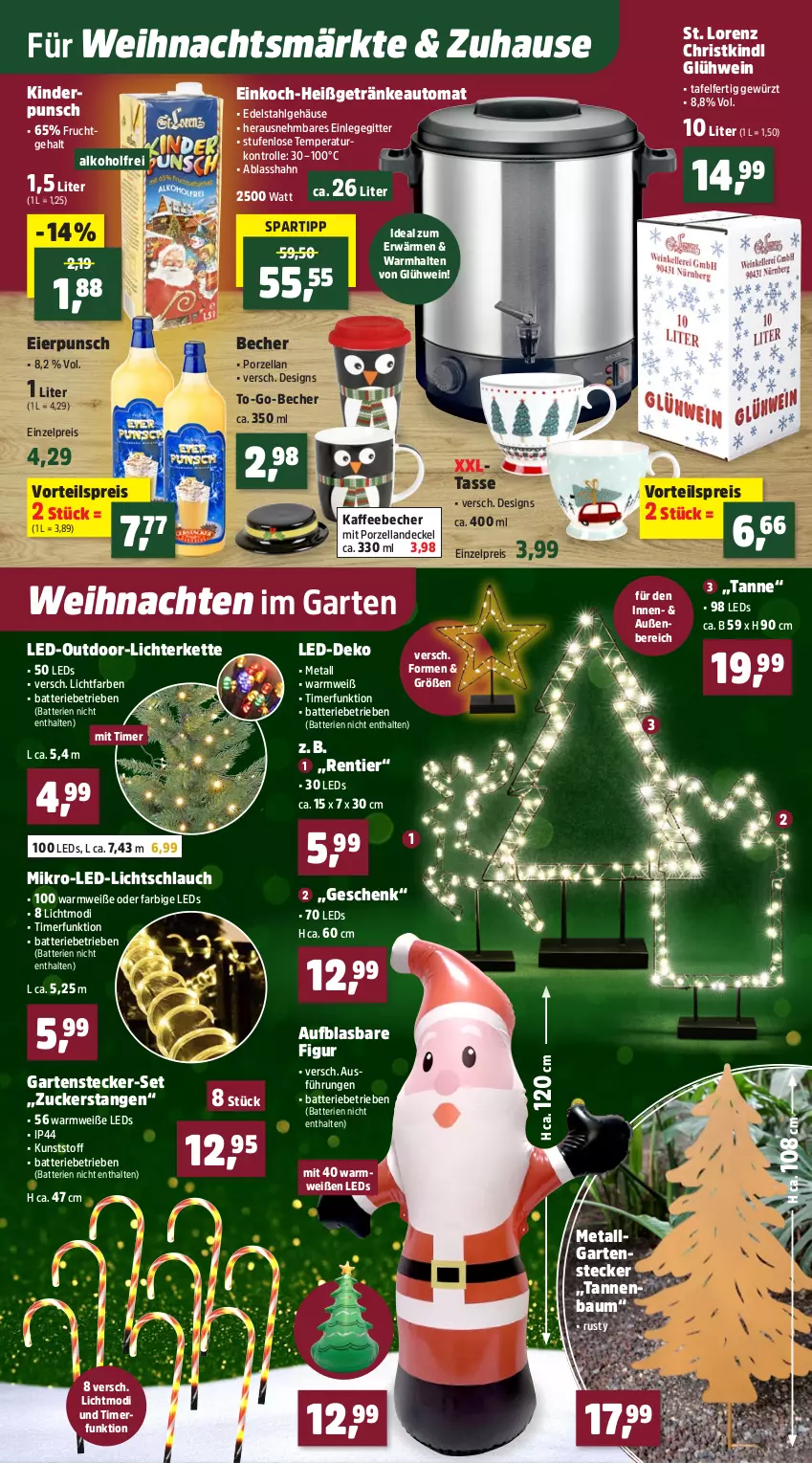 Aktueller Prospekt Thomas Philipps - von 20.10 bis 25.10.2025 - strona 5 - produkty: alkohol, auto, batterie, batterien, Bau, Becher, decke, Deckel, edelstahl, eier, eis, frucht, Garten, getränk, getränke, gewürz, Glühwein, kaffee, kaffeebecher, Kette, Kinder, led-licht, leds, LG, lichterkette, lorenz, reis, schlauch, spartipp, Tannenbaum, tasse, Ti, timer, vorteilspreis, weihnachten, wein, zucker