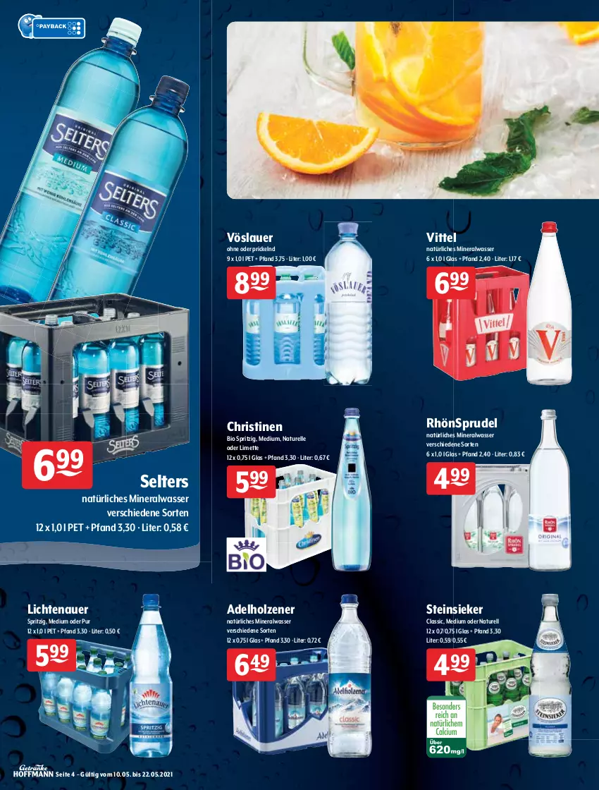 Aktueller Prospekt Getraenke Hoffmann - Prospekte - von 10.05 bis 22.05.2021 - strona 4 - produkty: adelholzener, Alwa, apfel, auer, Bau, Bauer, beere, bio, bionade, coca-cola, cola, eis, eistee, elle, fanta, früchte, gewinnspiel, granini, Holz, johannisbeere, lichtenauer, limette, limo, Mett, Mezzo Mix, mineralwasser, Mio Mio, natur, natürliches mineralwasser, oder sprite, pfirsich, Rauch, rel, rhabarber, RhönSprudel, schlauch, schorle, Selters, Spiele, sprite, Sprudel, Steinsieker, tee, Ti, vittel, vöslauer, wasser, zitrone