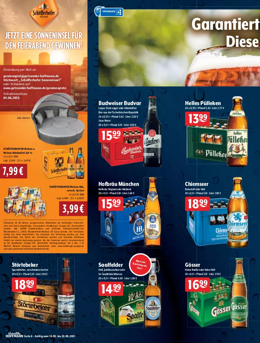 Aktueller Prospekt Getraenke Hoffmann - Prospekte - von 10.05 bis 22.05.2021 - strona 6 - produkty: alkohol, Alkoholfrei Bier, aust, Berger, berliner, bier, Biere, budweiser, cola, corona, eier, eis, elle, erde, franziskaner, Freiberger, getränk, getränke, gewinnspiel, gin, gösser, Hefe, hefeweizen, jever, Jubiläums, karlsberg, karlsberg mixery, LG, mac, Mixer, mixery, natur, natur radler, pils, pilsener, pilsner, radeberger, radler, Saalfelder, schöfferhofer, Spezi, Spiele, störtebeker, Ti, veltins, weck