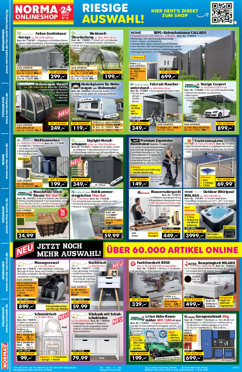 Aktueller Prospekt Norma - Norma - von 02.02 bis 18.02.2024 - strona 2 - produkty: Abba, akku, akku-rasenmäher, angebot, asti, Bank, Bau, bett, bettkasten, Bona, boxspringbett, braun, Brei, Carport, creme, eis, elle, ente, erde, Fahrrad, federkern, fenster, flasche, Garten, handtuch, Handtuchhalter, hocker, Holz, kissen, kopfstütze, korb, kunstrasen, ladegerät, latte, lautsprecher, leine, LG, Liege, mab, massivholz, matratze, ndk, pool, rasen, rasenmäher, Rauch, reis, Ria, ring, rum, rwe, Schal, Schale, Schrank, schubladen, sekt, senf, sessel, Sitzhöhe, sitzkissen, spiegel, Spiele, Tasche, taschen, taschenfederkern-matratze, Ti, tiernahrung, tisch, topper, tragetasche, trinkflasche, tuc, uv-schutz, Wandschrank, wasser, wein, weine, weinshop, werkzeug, Whirlpool, Windschutz, Zelt