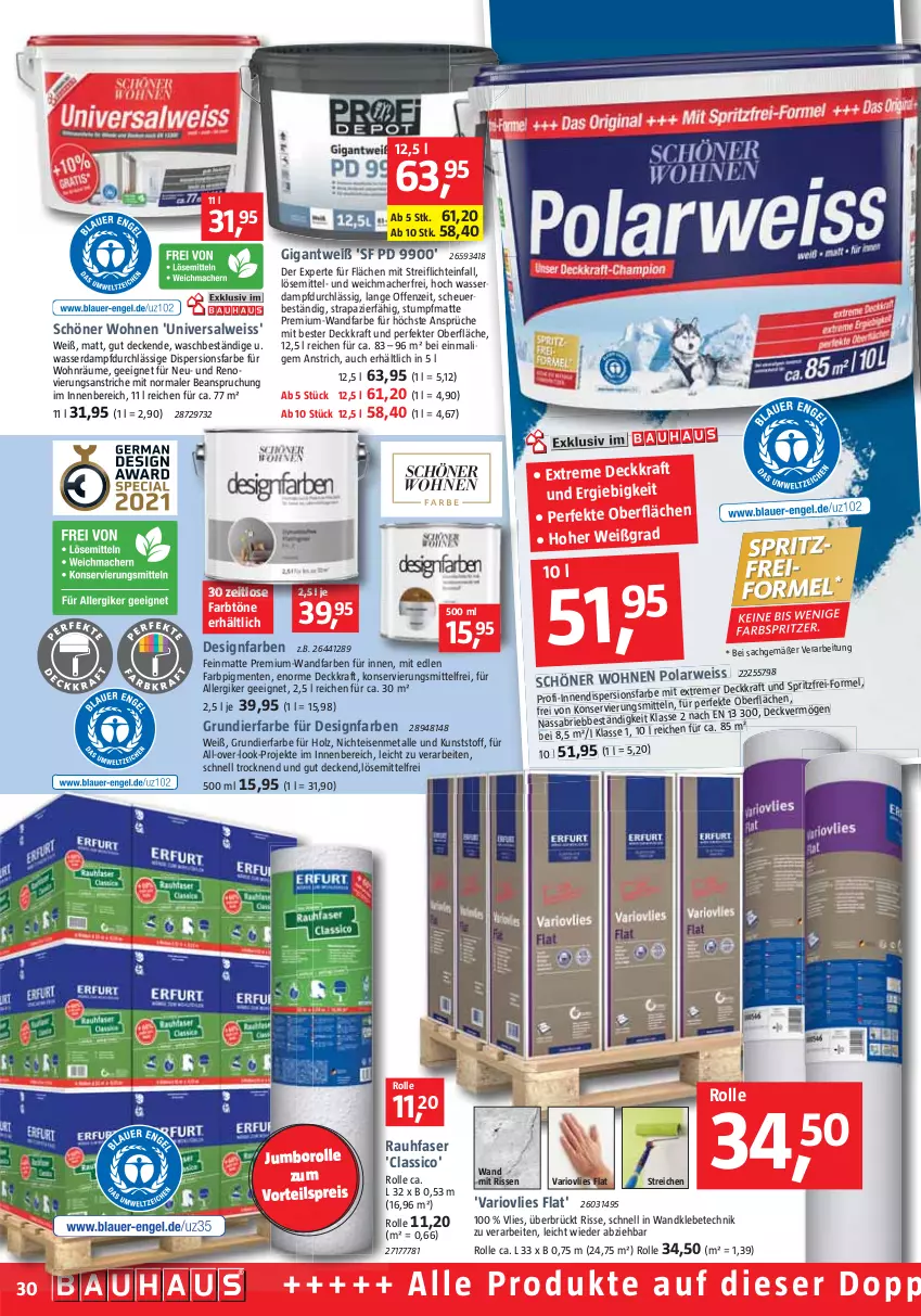 Aktueller Prospekt Bauhaus - Prospekte - von 01.10 bis 29.10.2022 - strona 30 - produkty: brie, classico, decke, eis, ente, Heu, Holz, jumbo, kraft, mac, ndk, Rauhfaser, reis, sac, wasser