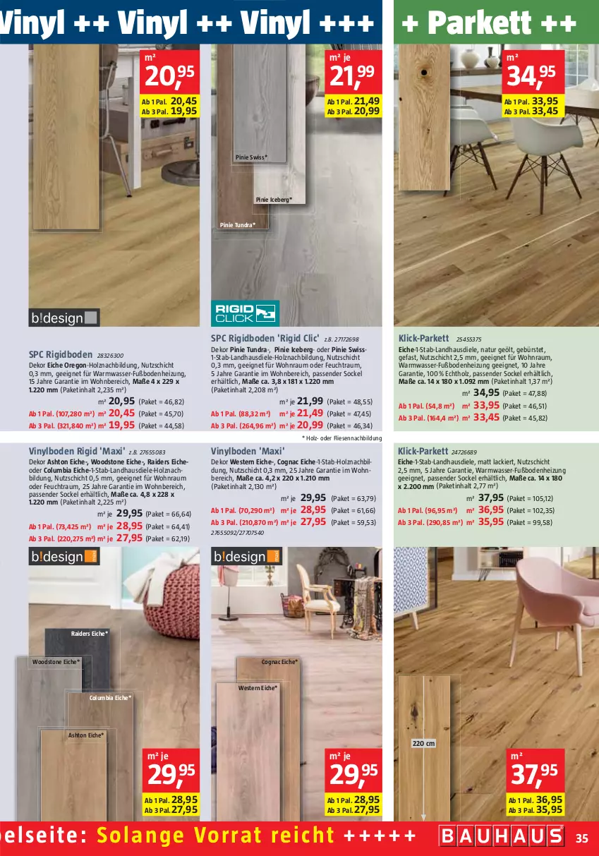 Aktueller Prospekt Bauhaus - Prospekte - von 01.10 bis 29.10.2022 - strona 35 - produkty: bürste, Cognac, Columbia, Holz, lack, landhausdiele, natur, Ti, vinylboden, wasser, Weste