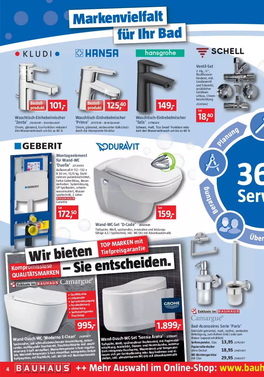 Aktueller Prospekt Bauhaus - Prospekte - von 01.10 bis 29.10.2022 - strona 4 - produkty: ACC, accessoires, auto, Bad, Bau, bürste, bürsten, decke, Deckel, dusche, edelstahl, Einhebelmischer, eis, elle, erde, fernbedienung, garnitur, geberit, LG, Mode, Nachtlicht, papier, Papierrollenhalter, Rauch, reis, Seife, seifenspender, Ti, tiefpreis, tisch, waschtisch, wasser, WC-Bürste, wc-sitz