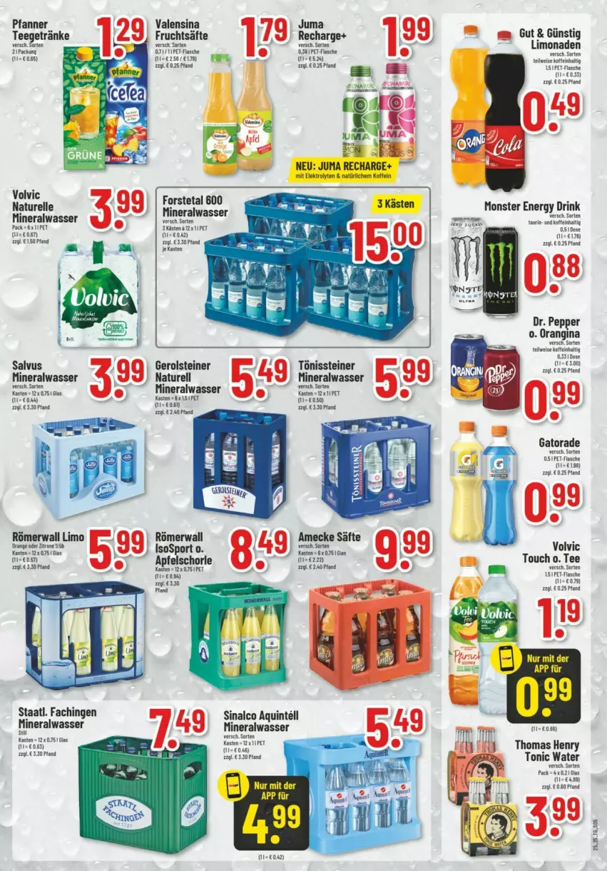 Aktueller Prospekt Trinkgut - Prospekte - von 15.06 bis 21.06.2025 - strona 5 - produkty: Alwa, drink, elle, energy drink, frucht, fruchtsäfte, gerolsteine, gerolsteiner, getränk, getränke, gin, honig, Intel, limo, limonade, limonaden, mineralwasser, monster, Monster Energy, natur, orange, orangina, pfanne, Pfanner, rel, säfte, sinalco, Sport, Staatl. Fachingen, steiner, tee, thomas henry, Ti, tonic, tonic water, valensina, volvic, wasser
