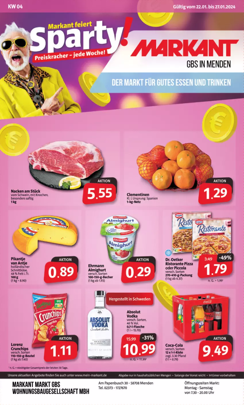 Aktueller Prospekt Markant - Prospekte - von 22.01 bis 27.01.2024 - strona 1 - produkty: almighur, almighurt, angebot, angebote, Bau, beutel, clementinen, eier, eis, elle, reis, Ti, uhr, ZTE