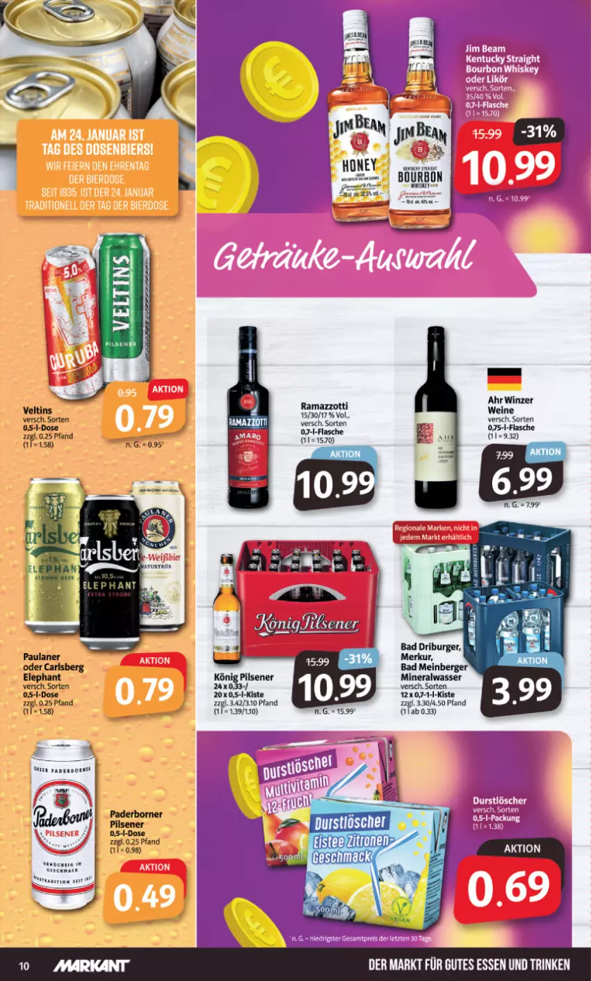 Aktueller Prospekt Markant - Prospekte - von 22.01 bis 27.01.2024 - strona 10 - produkty: durstlöscher, flasche, mac, rama, ramazzott, ramazzotti, tee, Ti, veltins, zott