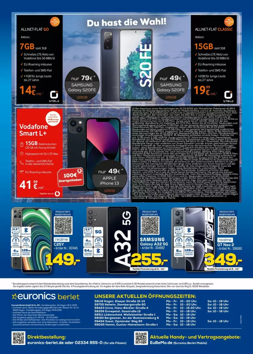 Aktueller Prospekt Euronics - Prospekte - von 09.03 bis 16.03.2022 - strona 20 - produkty: angebot, angebote, Apple, eis, elle, Handy, LG, mac, reis, Samsung, tee, Ti, uhr, vodafone