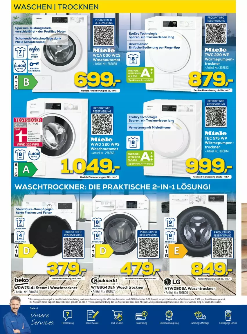 Aktueller Prospekt Euronics - Prospekte - von 09.03 bis 16.03.2022 - strona 4 - produkty: angebot, Bad, Bank, eis, miele, ring, Ti, Trockner, trommel, waschtrockner, wein, weine