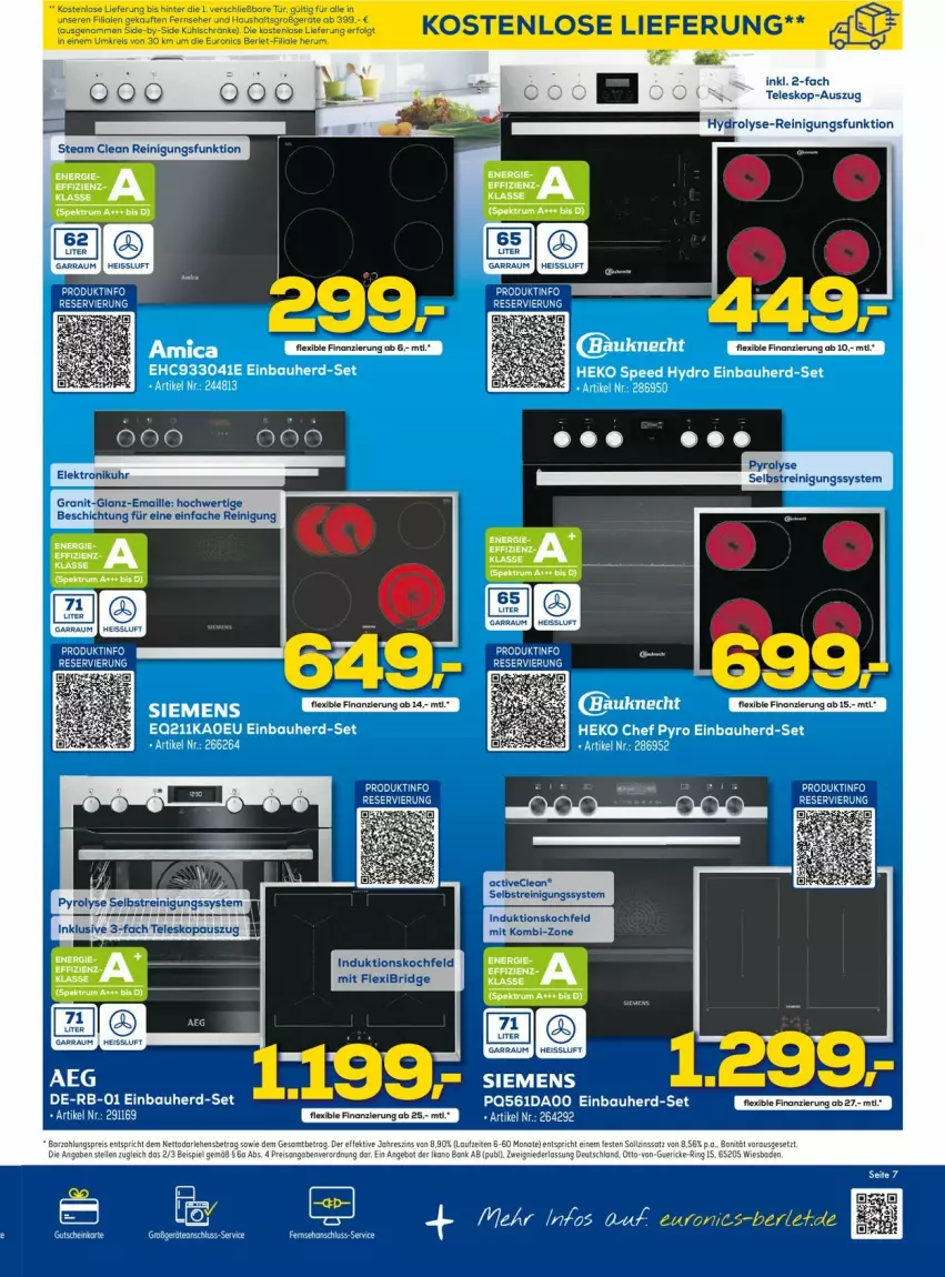 Aktueller Prospekt Euronics - Prospekte - von 09.03 bis 16.03.2022 - strona 7 - produkty: Bau, bauknecht, einbauherd, einbauherd-set, eis, induktionskochfeld, kochfeld, maille, Reinigung, siemens, spee, Teleskop, Ti