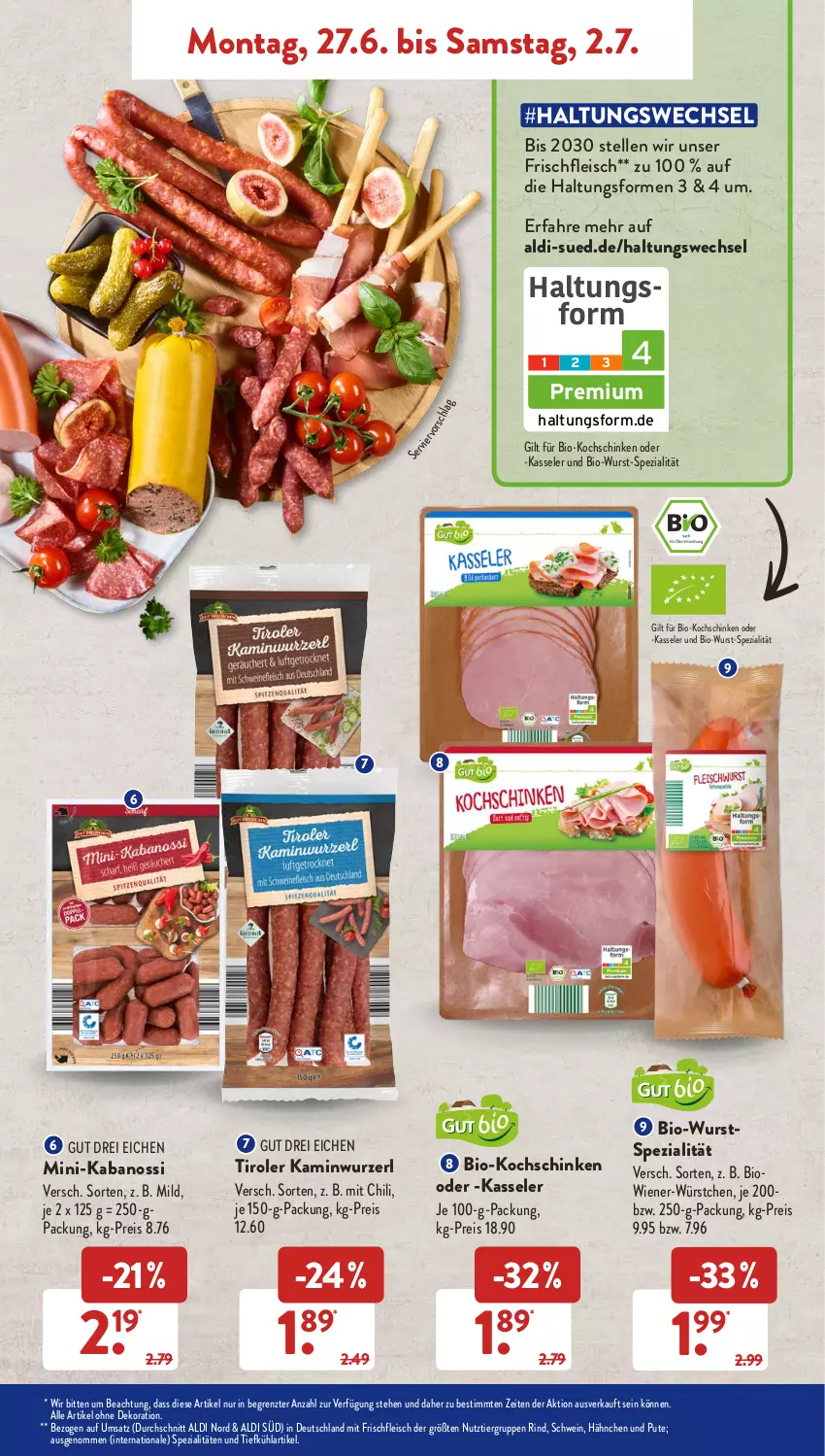 Aktueller Prospekt AldiSud - NÄCHSTE WOCHE - von 27.06 bis 06.07.2022 - strona 7 - produkty: aldi, alle artikel ohne dekoration, bio, chili, dekoration, eis, elle, fleisch, gsw, kabanos, Kamin, Kaminwurz, kasseler, kochschinken, pute, reis, rind, schinken, schwein, Spezi, Ti, wein, wiener, wurst, würstchen, ZTE