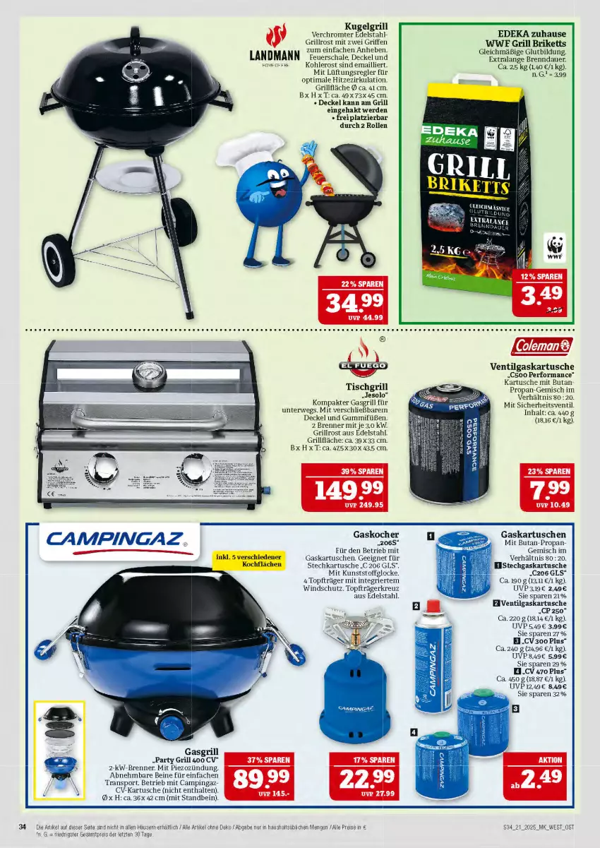 Aktueller Prospekt Marktkauf - Prospekt - von 18.05 bis 24.05.2025 - strona 34 - produkty: auer, briketts, campingaz, decke, Deckel, deka, edelstahl, eis, erde, feuerschale, gasgrill, gin, grill, grillfläche, grillrost, Kocher, Kugel, kugelgrill, LG, reis, rwe, Schal, Schale, Sport, Ti, tisch, tischgrill, topf, Windschutz, ZTE