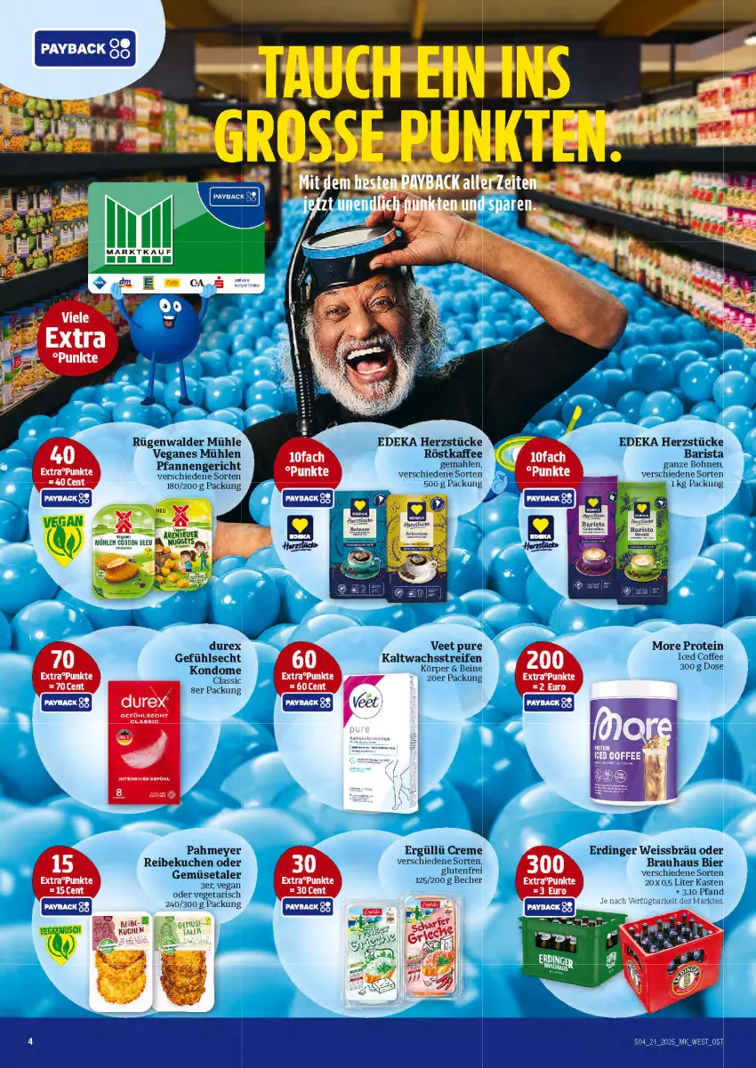 Aktueller Prospekt Marktkauf - Prospekt - von 18.05 bis 24.05.2025 - strona 4 - produkty: aeg, Becher, bier, bohne, bohnen, creme, deka, Durex, eis, erdinger, gordon, kaffee, kaltwachsstreifen, Kondome, kuchen, pfanne, pfannen, reifen, rel, röstkaffee, rügenwalder, rügenwalder mühle, Ti, veet, Vegeta