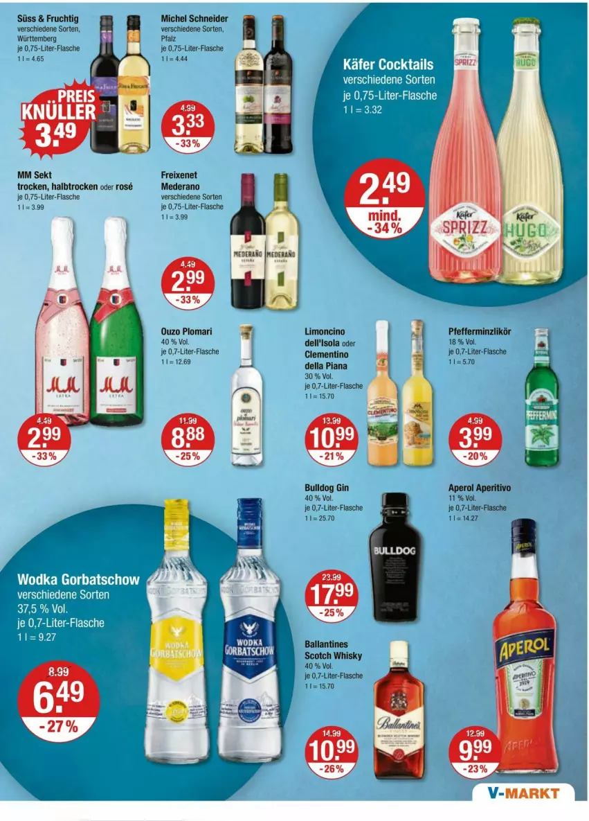 Aktueller Prospekt Vmarkt - Prospekte - von 04.04 bis 10.04.2024 - strona 11 - produkty: aperol, ball, Bulldog, cin, cocktail, cocktails, dell, flasche, freixenet, frucht, gin, käfer, likör, limo, Michel Schneider, ouzo, pfeffer, pfefferminzlikör, scotch, scotch whisky, sekt, Ti, whisky