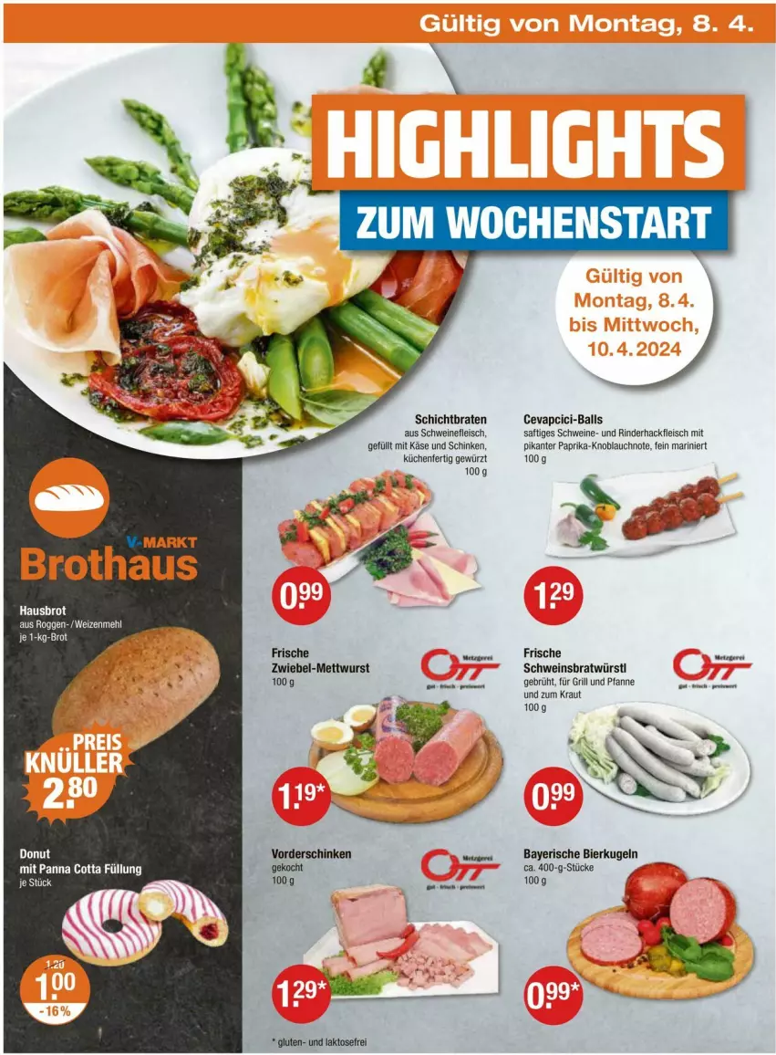 Aktueller Prospekt Vmarkt - Prospekte - von 04.04 bis 10.04.2024 - strona 26 - produkty: ball, bier, braten, brot, eis, fleisch, für grill und pfanne, gewürz, grill, grill und pfanne, hackfleisch, Käse, knoblauch, Kraut, küche, Küchen, Kugel, mehl, Mett, mettwurst, panna cotta, paprika, pfanne, rind, rinder, rinderhackfleisch, saft, schinken, schwein, schweine, schweinefleisch, Ti, und pfanne, usb, wein, weine, weizenmehl, wurst, zwiebel