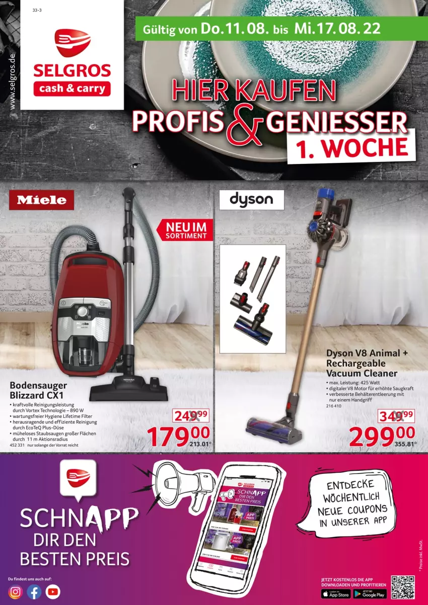 Aktueller Prospekt Selgros - Nonfood - von 11.08 bis 17.08.2022 - strona 1 - produkty: Behälter, Blizzard, bodensauger, Brei, coupon, coupons, decke, Dyson, eier, eis, ente, kraft, LG, Reinigung, reis, Ti