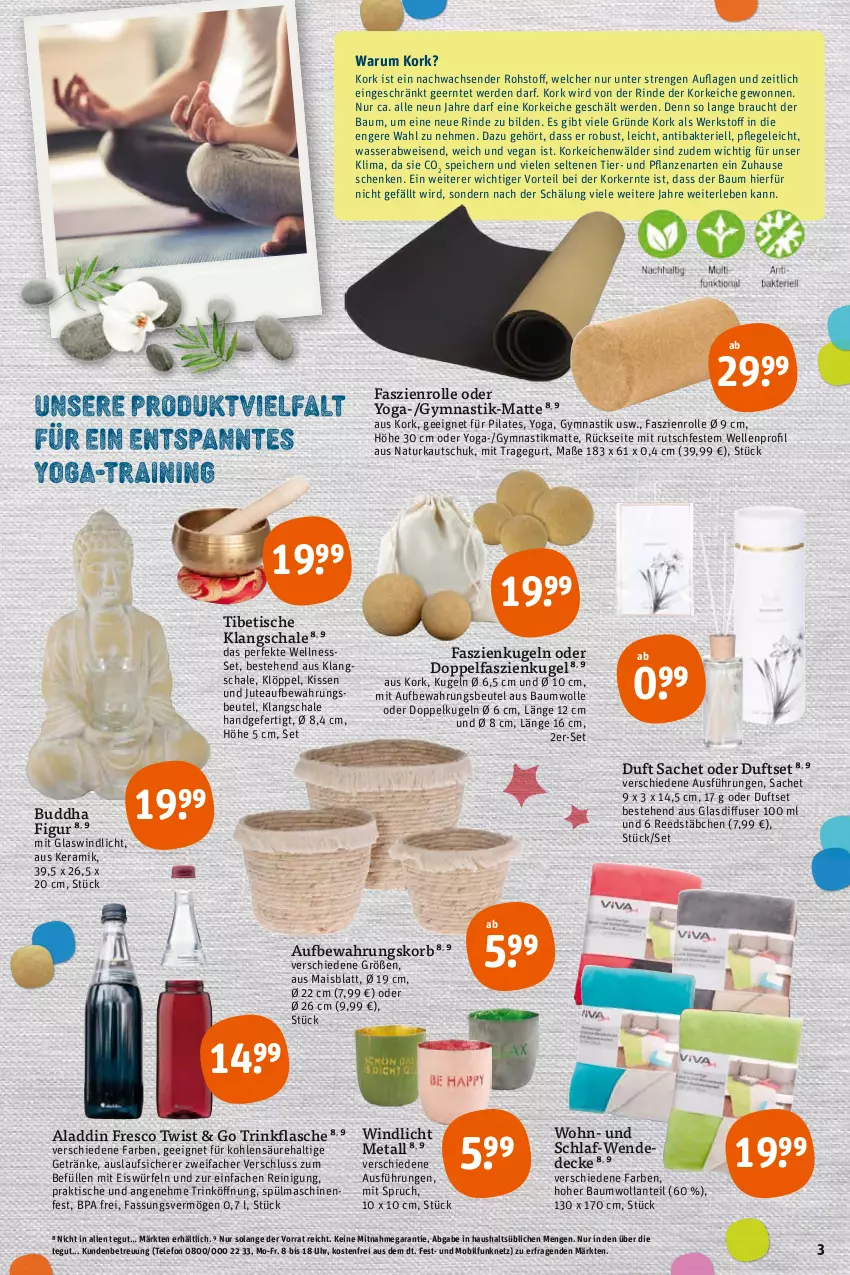 Aktueller Prospekt Tegut - Angebote der Woche - von 07.02 bis 12.02.2022 - strona 3 - produkty: asti, Bau, baumwolle, beutel, Buddha, decke, Diffuser, eis, eiswürfel, elle, erde, flasche, getränk, getränke, kissen, korb, Kugel, mais, natur, pflanze, pflanzen, Rauch, Reinigung, rind, rum, sac, Schal, Schale, spülmaschinen, telefon, Ti, tisch, trinkflasche, uhr, wasser, windlicht, wolle, würfel, Yo