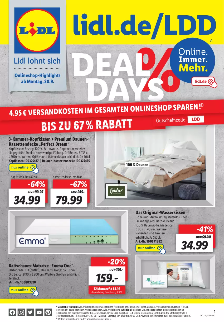 Aktueller Prospekt Lidl - Onlineshop-Highlights der Woche - von 11.09 bis 26.09.2021 - strona 1