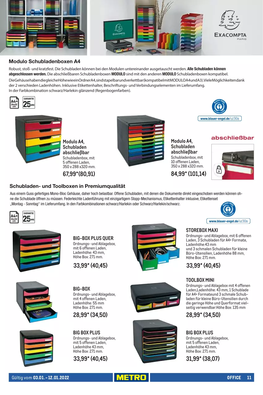 Aktueller Prospekt Metro - Office Spezial - von 03.01 bis 12.01.2022 - strona 11 - produkty: leine, office, ring, rwe, schubladen, Ti