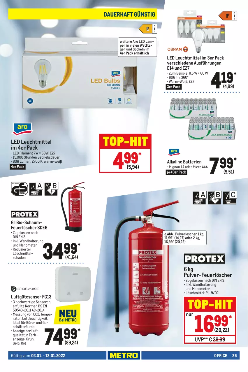 Aktueller Prospekt Metro - Office Spezial - von 03.01 bis 12.01.2022 - strona 25 - produkty: auer, batterie, batterien, bio, eis, Lampe, LED Lampe, leuchtmittel, office, Ti, top-hit, wandhalterung