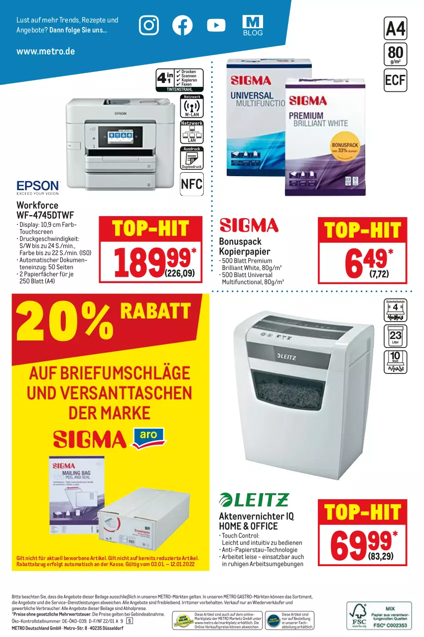 Aktueller Prospekt Metro - Office Spezial - von 03.01 bis 12.01.2022 - strona 28 - produkty: abholpreise, Abtei, Aktenvernichter, angebot, angebote, auto, brie, eis, ente, ilag, kopierpapier, LG, Metro, metro gastro, office, papier, Rauch, reis, rezept, rezepte, rwe, Tasche, taschen, Ti, tisch, top-hit, touchscreen