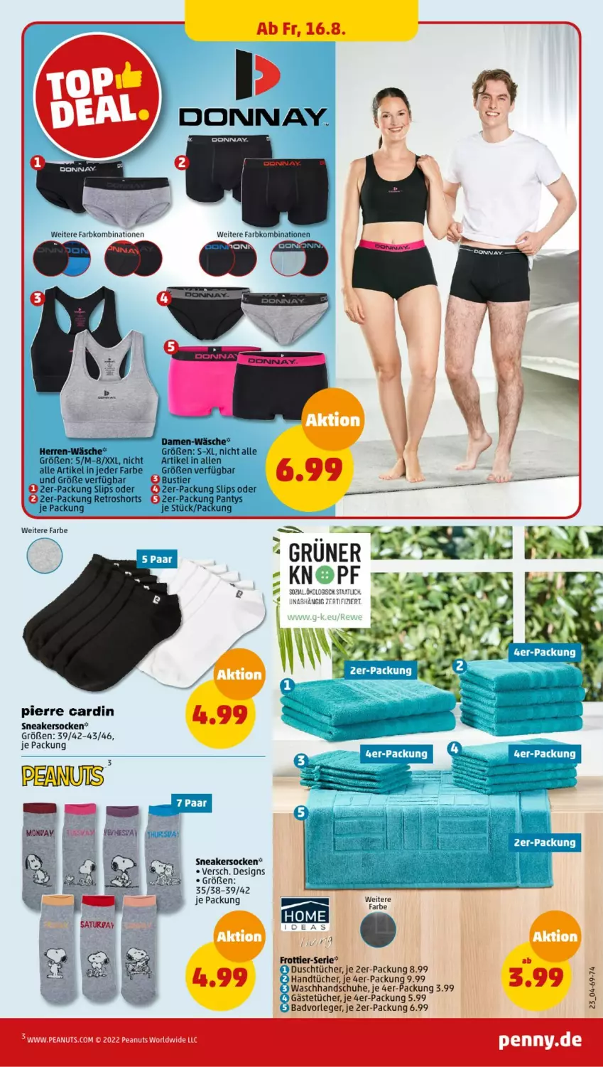 Aktueller Prospekt Penny - Prospekte - von 12.08 bis 17.08.2024 - strona 25 - produkty: Bad, Gästetücher, handschuhe, handtücher, panty, Pierre Cardin, retroshorts, schuhe, shorts, slip, slips, sneaker, sneakersocken, socken, Stier, Ti, tücher, waschhandschuh