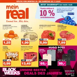 Gazetka promocyjna Real - Gazetka - ważna od 25.11 do 25.11.2023 - strona 1 - produkty: auer, Becher, bourbon, bourbon vanille, braten, clementinen, cremissimo, eis, fleisch, gulasch, hackfleisch, langnese, langnese cremissimo, Pullover, reis, reiss, rind, rinder, rinderbraten, schwein, schwein und rind, sim, ssd, storck, Ti, toffifee, vanille, vom schwein und rind, wein, ZTE