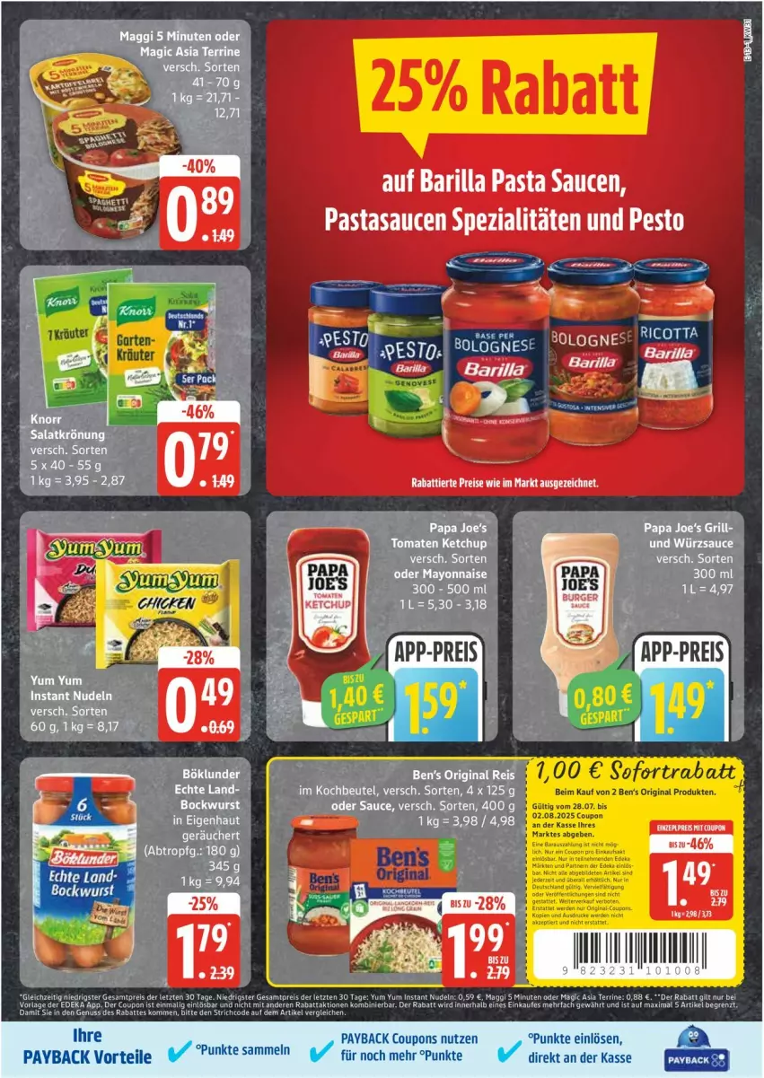 Aktueller Prospekt Edeka - Prospekte - von 28.07 bis 02.08.2025 - strona 17 - produkty: barilla, eis, nuss, pasta, Pasta Sauce, pesto, reis, sauce, saucen, Spezi, Ti