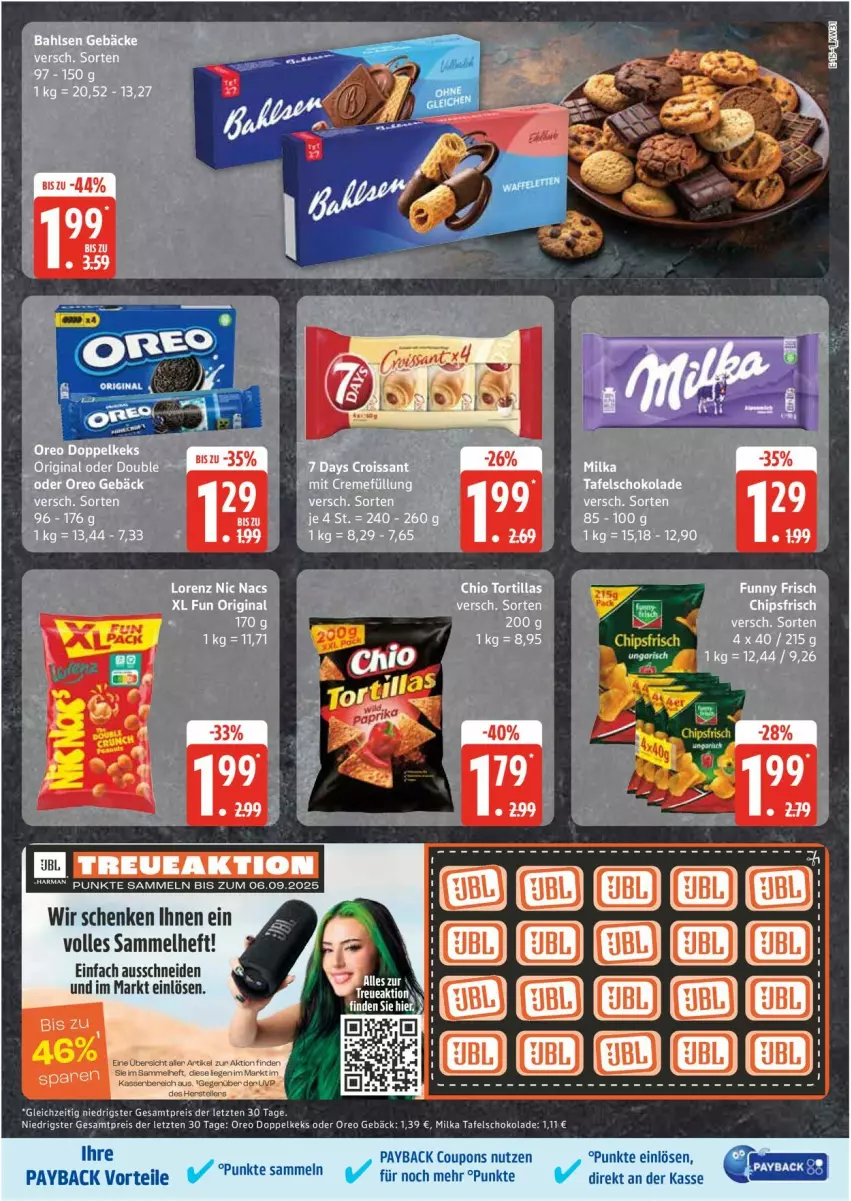 Aktueller Prospekt Edeka - Prospekte - von 28.07 bis 02.08.2025 - strona 19 - produkty: bahlsen, coupon, coupons, creme, Croissant, eis, gin, keks, Kette, milka, oreo, payback, reis, schoko, schokolade, tafelschokolade, Ti, tortilla, tortillas, ZTE