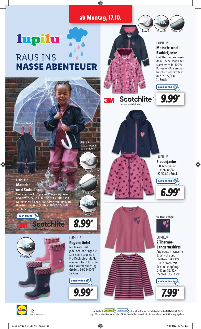 Aktueller Prospekt Lidl - Weihnachts-Magazin - von 03.11 bis 31.12.2022 - strona 12 - produkty: asti, Bau, baumwolle, decksohle, eis, ente, Fleecejacke, hose, hosen, Jacke, Langarmshirt, Leuchte, leuchten, lupilu, ndk, ring, Schal, Schale, shirt, shirts, Ti, tisch, wolle