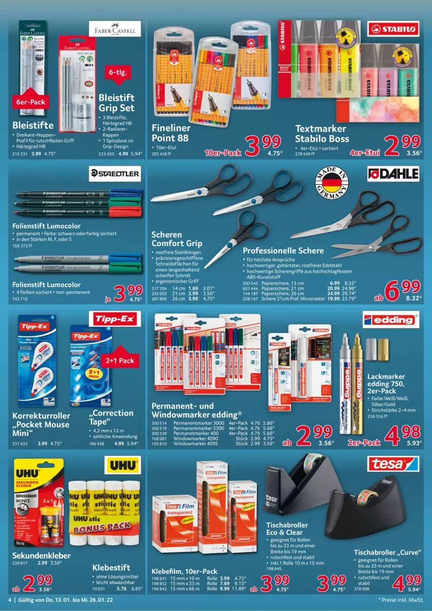 Aktueller Prospekt Selgros - Vorschau:
            Buero - von 13.01 bis 26.01.2022 - strona 4 - produkty: stabilo, staedtler