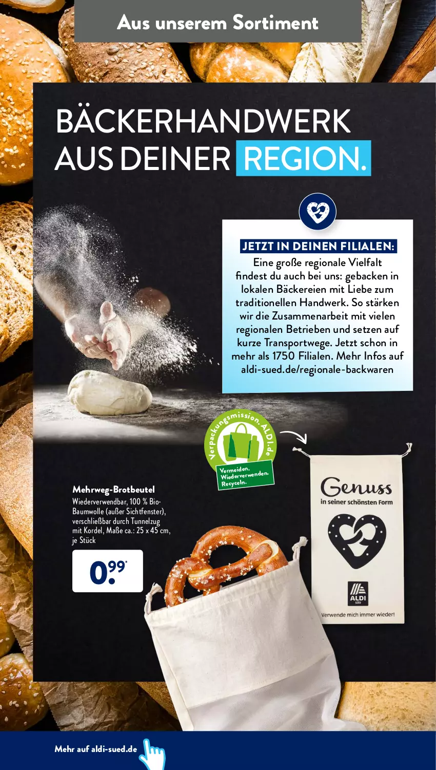 Aktueller Prospekt AldiSud - ALDI Aktuell - von 17.01 bis 22.01.2022 - strona 4 - produkty: aldi, backwaren, Bau, baumwolle, beutel, bio, brot, Brotbeutel, elle, fenster, geback, rwe, Sport, Ti, wolle