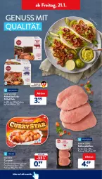 Gazetka promocyjna AldiSud - ALDI Aktuell - Gazetka - ważna od 22.01 do 22.01.2022 - strona 40 - produkty: aldi, beef, böklunder, bratwurst, curry, eis, fleisch, Kalbsmedaillons, ketchup, medaillons, nuss, Pulled Pork, reis, rostbratwurst, sauce, Ti, wurst