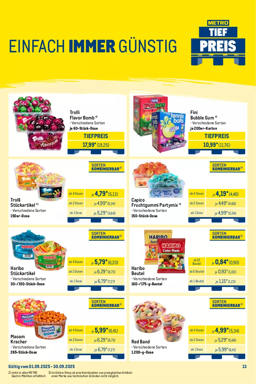 Aktueller Prospekt Metro - Monats-Mix - von 01.09 bis 30.09.2025 - strona 13 - produkty: beutel, Cap, eis, frucht, fruchtgummi, haribo, kracher, maoam, Metro, reis, Ti, tiefpreis, trolli