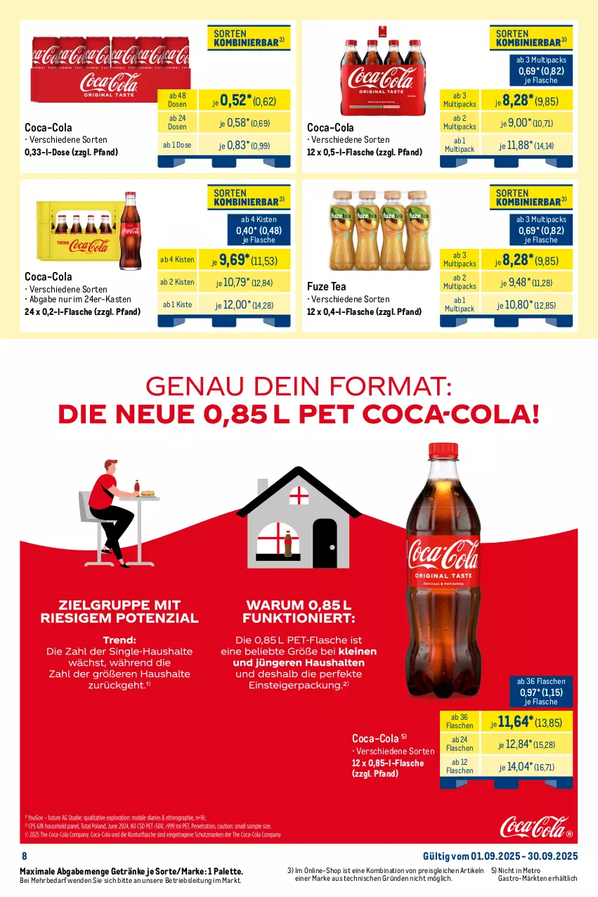 Aktueller Prospekt Metro - Monats-Mix - von 01.09 bis 30.09.2025 - strona 8 - produkty: adelholzener, coca-cola, cola, durstlöscher, eis, eistee, flasche, frucht, fruchtsaft, fruchtsaftgetränk, fuze tea, getränk, getränke, Holz, lipton, Metro, metro gastro, Palette, pfanne, Pfanner, reis, saft, tee, Ti, tiefpreis