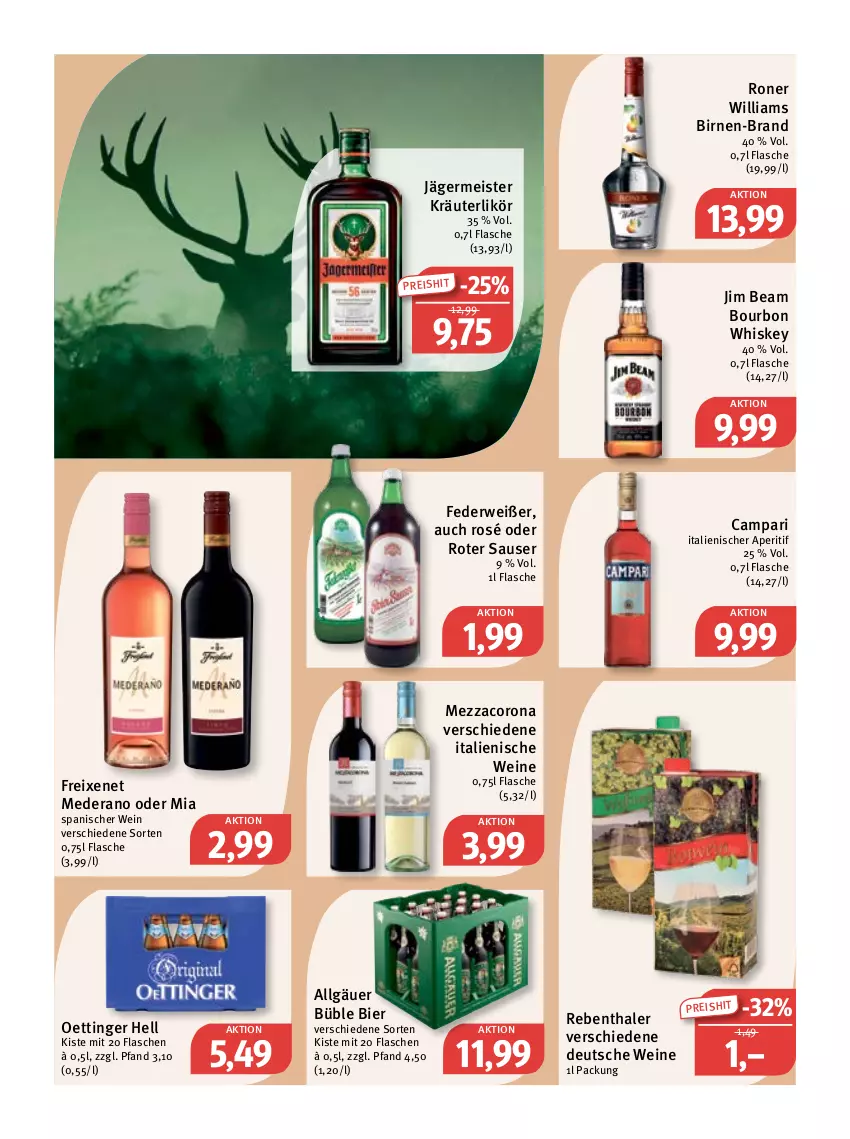 Aktueller Prospekt Feneberg - Prospekte - von 25.08 bis 27.08.2022 - strona 12 - produkty: aperitif, bier, Birnen, bourbon, bourbon whiskey, campari, corona, eis, flasche, freixenet, Germ, jägermeister, jim beam, kräuter, kräuterlikör, LG, likör, Meister, mezzacorona, oettinger, reis, rwe, Ti, wein, weine, whiskey, Williams Birne