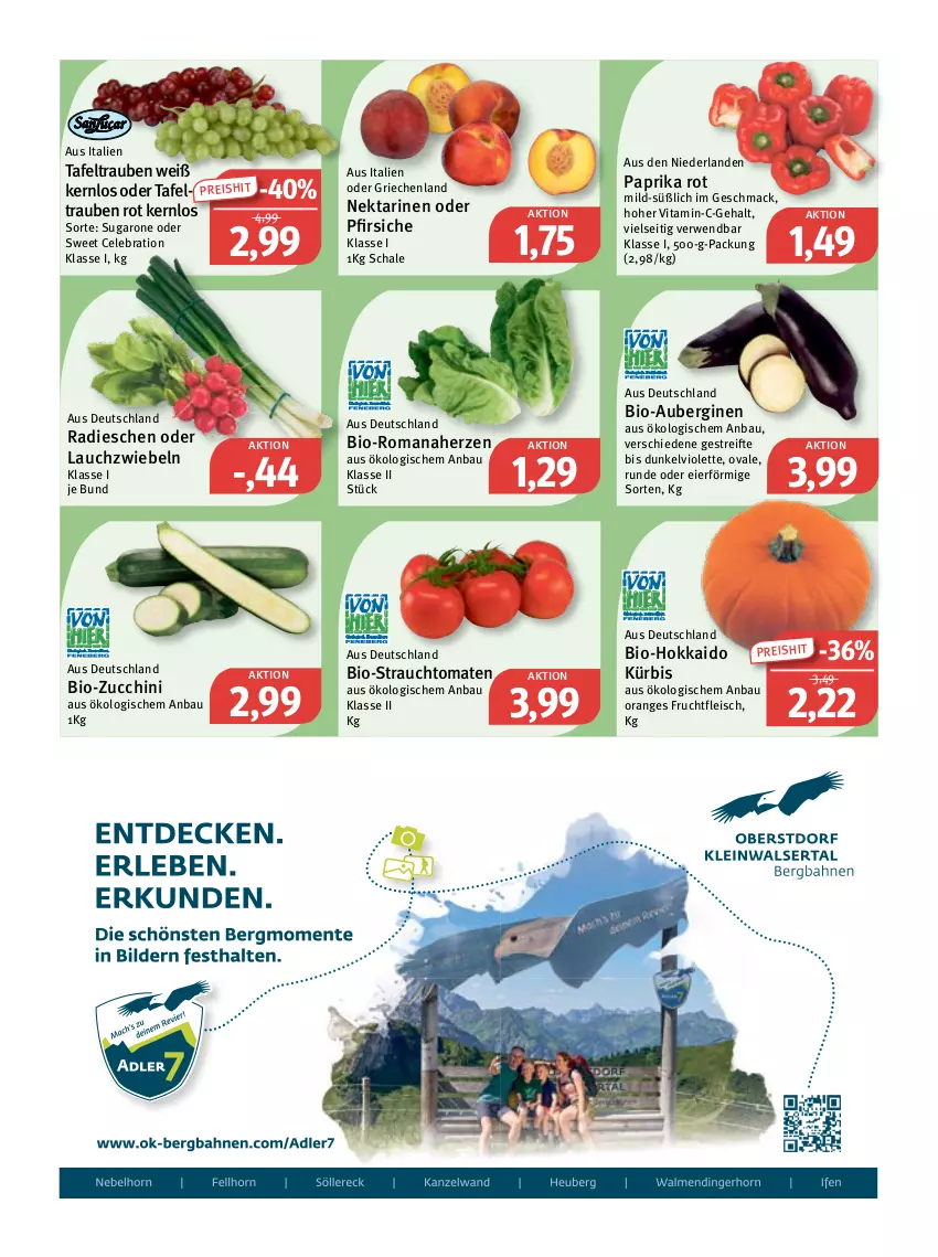 Aktueller Prospekt Feneberg - Prospekte - von 25.08 bis 27.08.2022 - strona 5 - produkty: aubergine, auberginen, Bau, bio, bio-zucchini, eier, eis, fleisch, frucht, fruchtfleisch, gin, Kürbis, Lauchzwiebel, lauchzwiebeln, mac, Nektar, nektarinen, nektarinen oder, oder pfirsiche, orange, paprika, paprika rot, pfirsich, pfirsiche, radieschen, Rauch, reis, rwe, Schal, Schale, strauchtomaten, tafeltrauben, Ti, tomate, tomaten, trauben, vita, zucchini, zwiebel, zwiebeln