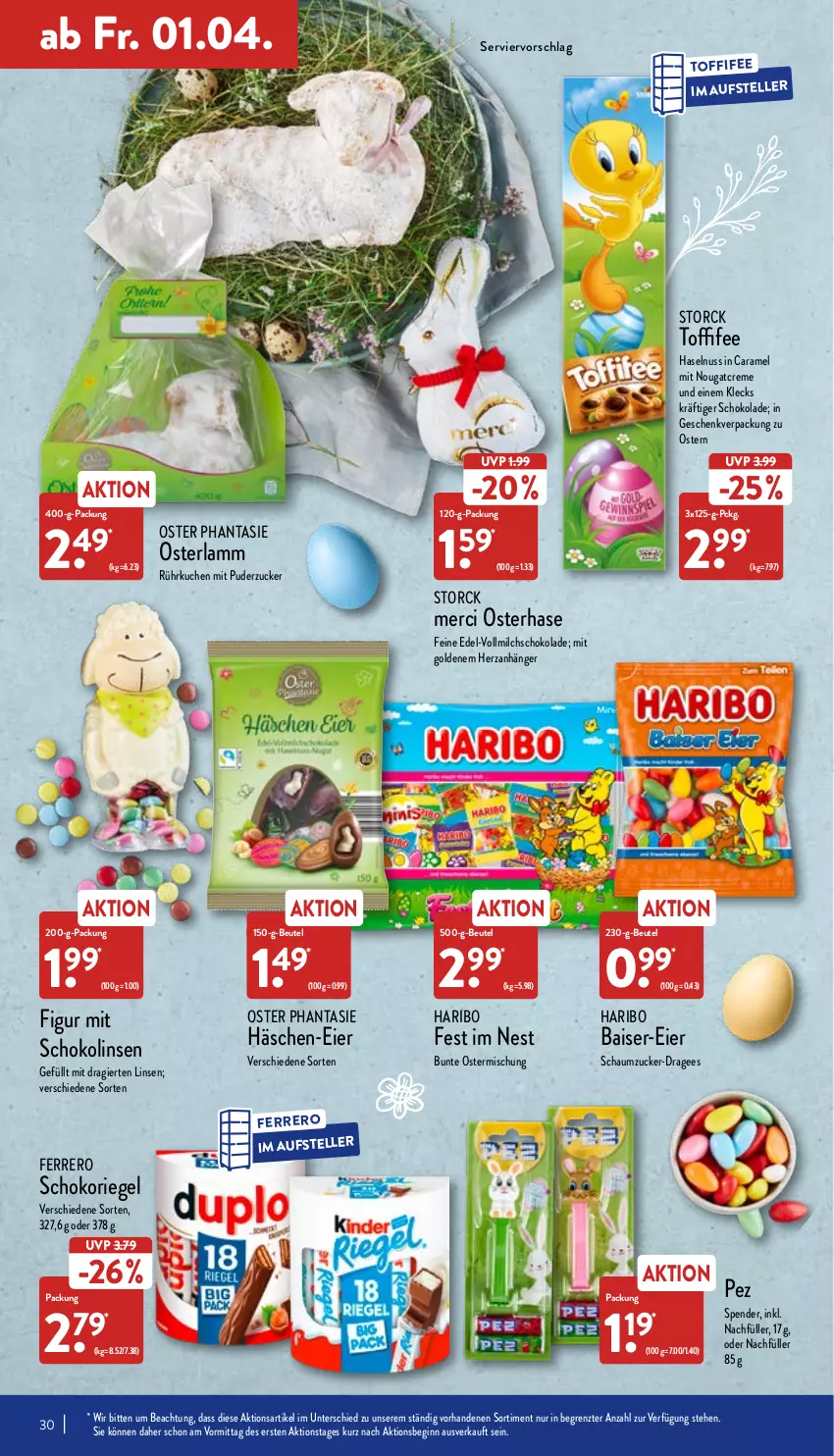 Aktueller Prospekt Aldi Nord - Aldi-Aktuell - von 28.03 bis 02.04.2022 - strona 30 - produkty: Anhänger, beutel, caramel, creme, eier, elle, ferrero, gin, haribo, haselnuss, kuchen, lamm, linsen, merci, milch, Nougatcreme, nuss, riegel, Schaumzucker, schoko, schokolade, Schokolinsen, schokoriegel, storck, teller, Ti, toffifee, vollmilch, ZTE, zucker