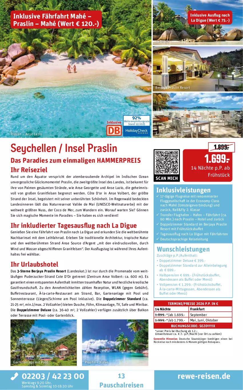 Aktueller Prospekt Rewe Reisen - Reiseprospekt - von 19.12.2025 bis 30.01.2026 - strona 13 - produkty: buch, deutschsprachige reiseleitung, dusche, eis, elle, ente, erde, Fahrrad, Garten, inklusivleistungen, Liege, natur, nuss, pool, reis, rel, rezept, rum, Schal, schirme, Ti, uhr, wasser, zucker